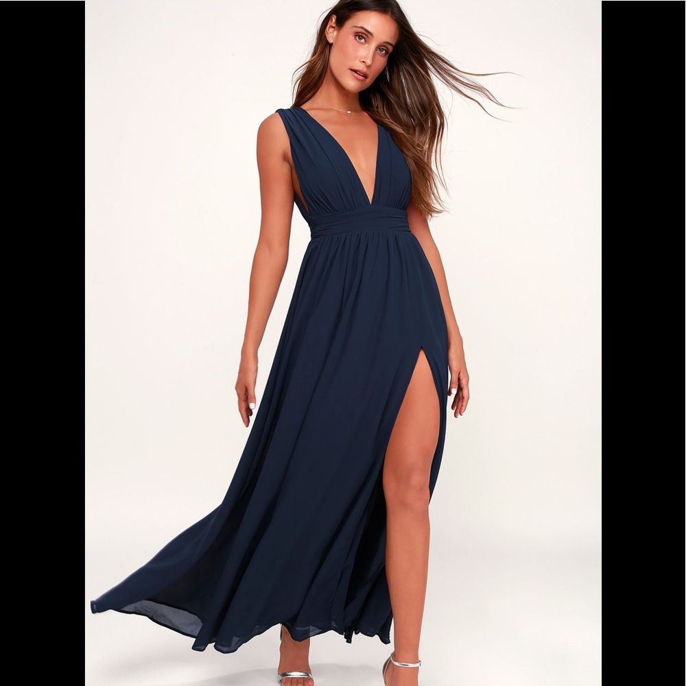 Lulus Heavenly Hues Navy Blue Maxi Dress